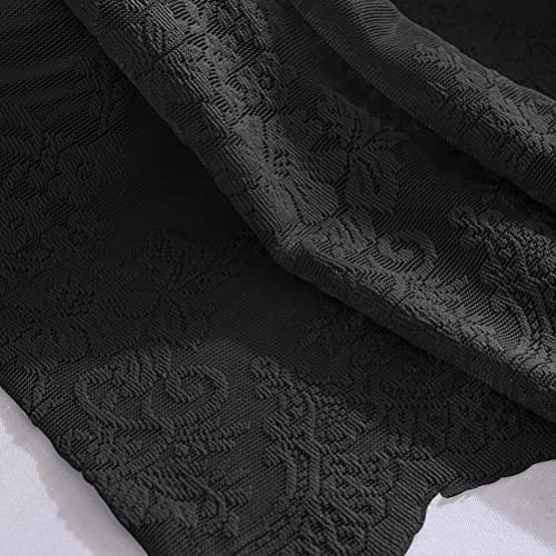Cortinas cortas para ventanas de cocina, visillos negros bordados de 137x61 cm en pack de 2 6
