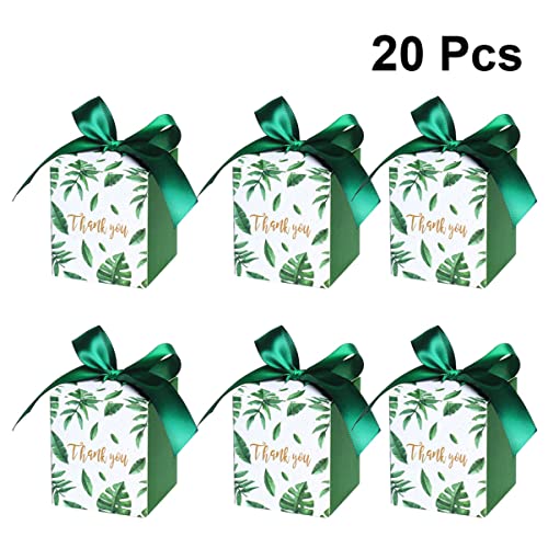 Nuobesty Container 40Pcs With For Flower Candy Green Supplies Container Party Shower Paper Square Wedding Leaf Favor Bowknot Treat You Thank Gift Chocolate Ribbon Wrapping Snack #TOP5