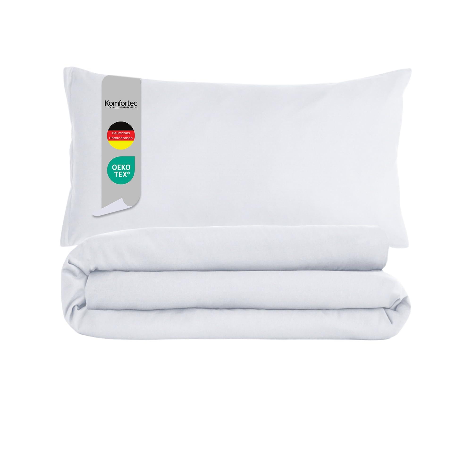 Komfortec Premium Bed Linen 155 x 220 cm with 1 Pillowcase 40 x 80 cm Brushed Microfibre - White