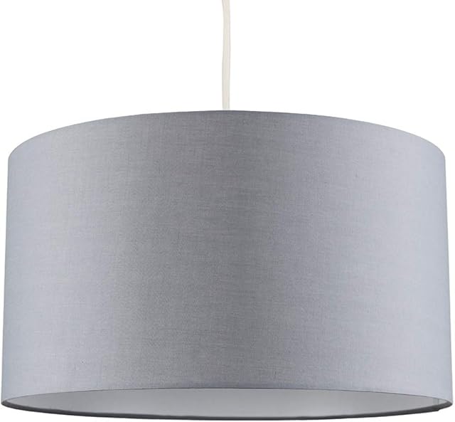 MiniSun Extra Large Modern Dark Grey Cylinder Ceiling Pendant/Table Lamp Drum Light Shade