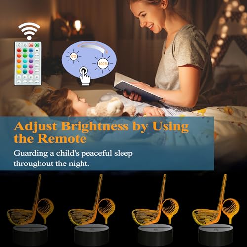 Image of Golf Night Light, Golf Club Gifts, 3D Illusion Lamp with 16 Colors Changing, Timer, 4 Flash Modes and Dimmable, Men Boys Girls Room Decoration, Holiday Xmas Gifts