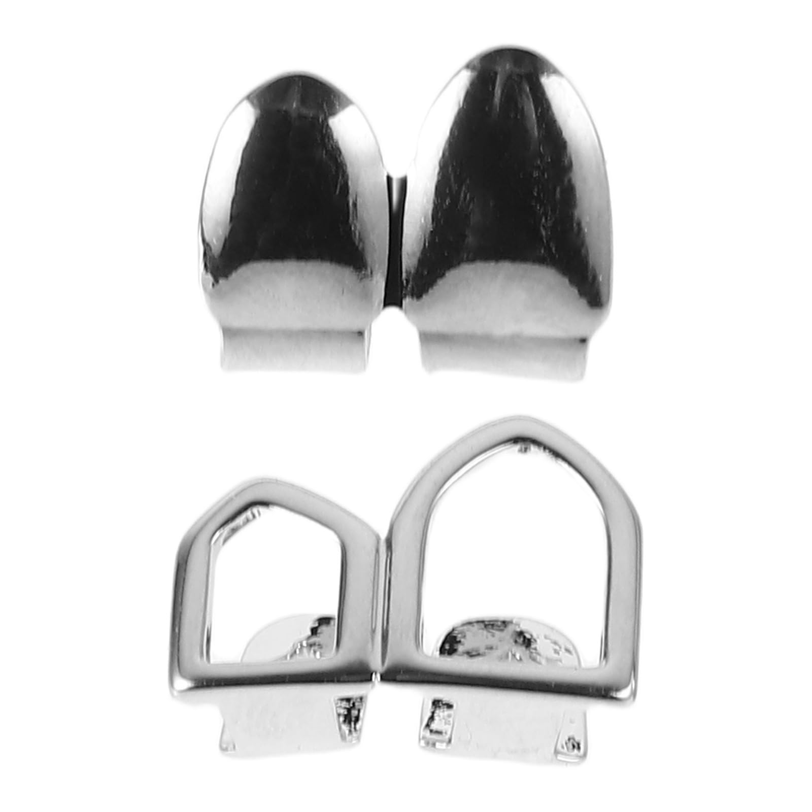 BESPORTBLE 18K Hip Hop Sliver Single Tooth Cap, 2Pcs Hip Hop Teeth Grill