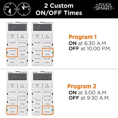 Mytouchsmart In-Wall Digital Timer, On/Off Push Door Switch, 4 Programmable On/Off Buttons, Easy On/Off, 24 Hour Daily Cycles, Blue Led Indicators, For Indoor And Outdoor Lights, Fans, More, 41431 #TOP1