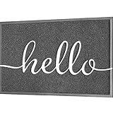 SoftDuo Door Mat 36"x 24" Grey Welcome Mat Easy to Clean Indoor Door Mats Outdoor Low Profile Front