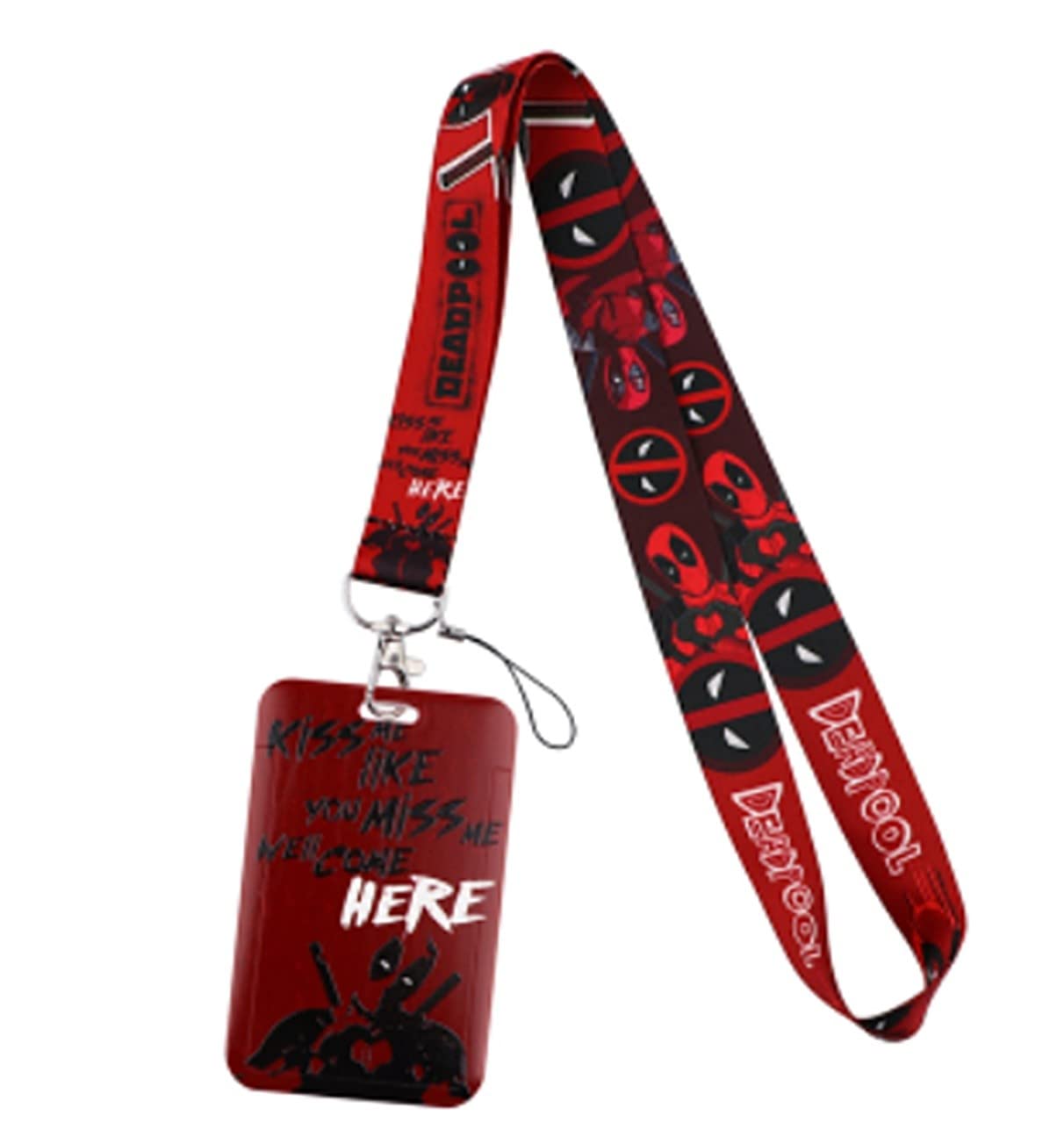 Dead Pool Character Themed Red Lanyard w/ ID Holder Keychain