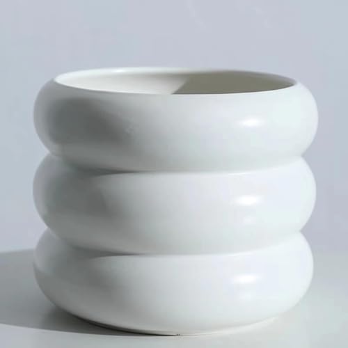 Miniatura 1 de SANDYBAYTAS Maceta de cerámica para interiores, maceta de 6.5 pulgadas con orificio de drenaje, maceta de cerámica con diseño de burbujas