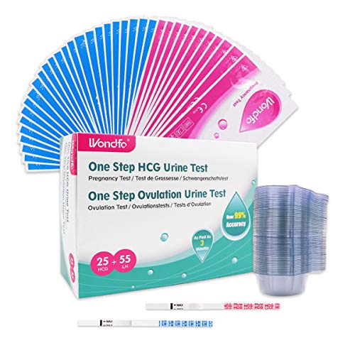Wondfo 55 Bandelettes de Test d'ovulation et 25 Bandelettes de Test de Grossesse Tests d'ovulation de Haute Précision Test Précoce Cover