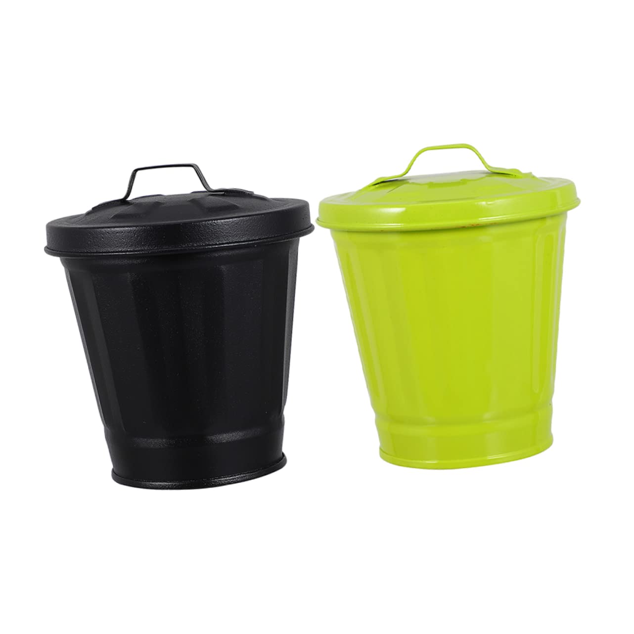 MAGICLULU 2pcs Iron Trash Can Storage Tank for Home Office Wastebasket Diaper Trash Bedroom Can Lid Narrow