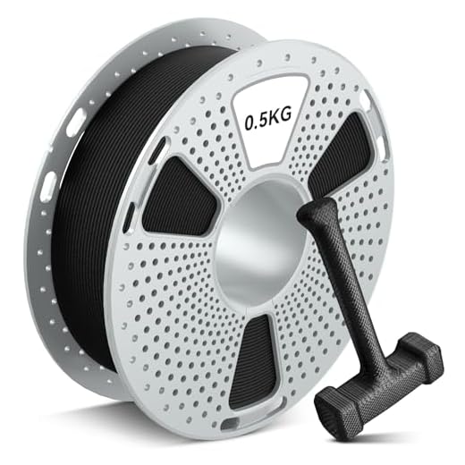 SUNLU PA6-CF 3D Filament 500G, 1.75mm Carbon Fiber Nylon Filament, Made of 80% PA Nylon and 20% Carbon Fibers, Frosted Texture, 0.5KG Spool, Black