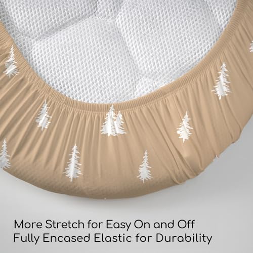 Image of Bassinet Sheets 3 Pack, Breathable Cozy Fitted Mattress Sheet, Elastic Travel Bassinet Fashionable, Standard Cradle Safe Sheets for Baby Boy Girls 32 inch x 16 inch Jungle Animal