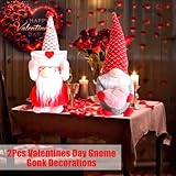 UDIKEFO 2Pcs Valentines Day Gnome Gonk Decorations Mr. and Mrs. Handmade Plush Doll Scandinavian Tomte for Valentine's Day Novelty Table Ornament - Image 4