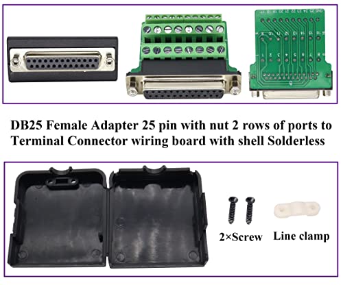 Conector DB25 hembra con terminal de tornillo 2 piezas miniatura 3