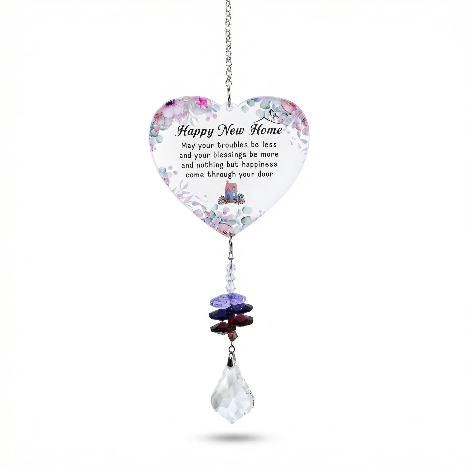 New Home Gifts for Couples, Heart Crystal Suncatcher，House Warming Gifts New Home, Hanging Window Decoration Ornament, Thoughtful Housewarming Presents for Women, Mum, Friends, Family & Homeowners