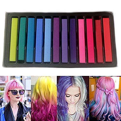 Hair Chalk, 12 Colors Hair Chalk Pens,Chalk Hair Dye,Colored Hair Chalks for Party, Cosplay, Theater, Halloween Makeup