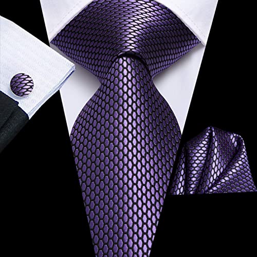 Image of Dubulle Mens Tie Set Solid Paisley Silk Striped Necktie for Men with Cufflinks Tie and Pocket Square
