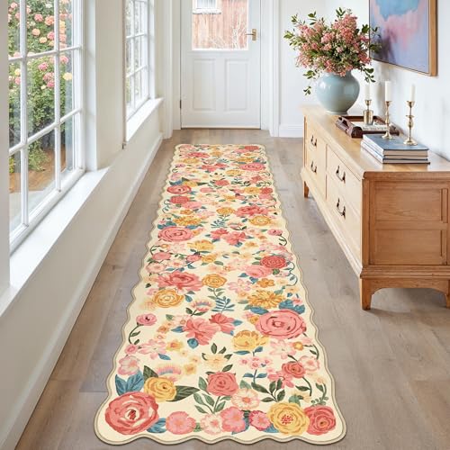 HUGEAR Läufer Flur Teppich 60x240cm Beige Waschbar Teppichläufer Runner – Ansicht 1