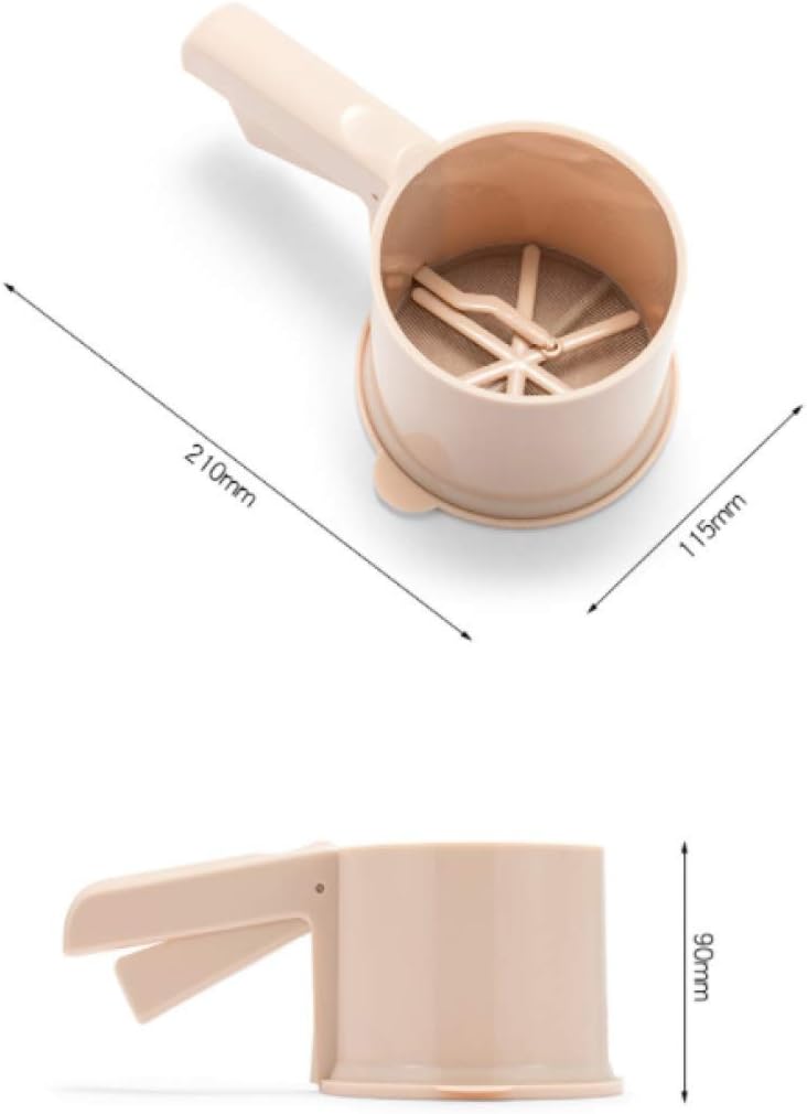 PP Stainless Steel Flour Sifter with Single Handle Manual Powder Sieve Baking Sieve Cup Kitchen Craft for Icing Sugar Sifter Tapioca Flour Coconut Flour Cake Flour