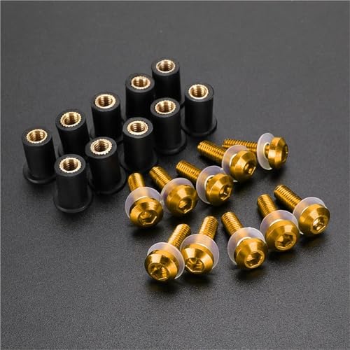 JLJLJ Kit bulloni for parabrezza da 10 pezzi for H/o/n/d/a/ CRF1000L CRF1100L X/R/V 750 A/f/r/i/c/a T/w/i/n XRV750 XL750 T/R/A/N/S/A/L/P(Gold)