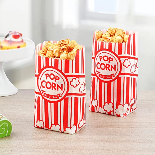 Image of 200 Pcs 1 OZ Popcorn Bags Red and white Bulk Popcorn Bags for individual servings Small Paper Bag for Movie, Theater, Carnival Party, Decorations