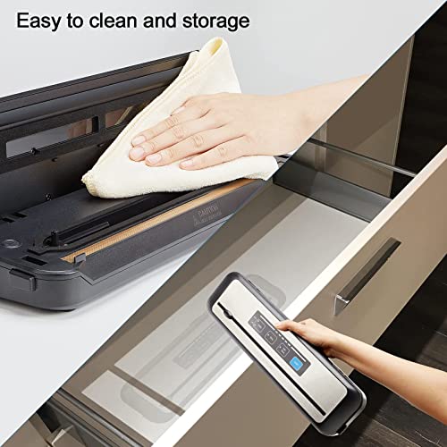 Inkbird Vacuum Sealer Machine With Starter Kit, Automatic Powervac Air Sealing Machine For Food Preservation, Dry & Moist Sealing Modes,Built-In Cutter,Easy Cleaning Storage With Sealer Bag*5 (8"*11.8")And Bag Roll*1 (8"*79"), Ink-Vs01 #TOP2
