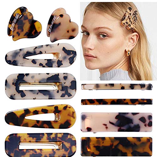 Acrylic Resin Hair Clips Barrettes Set Fashion Leopard Print Hair Claw Clips Geometric Alligator Hair Clips Hair Pins for for Party Daily Hair Styling, Women Girls, 10 Pcs