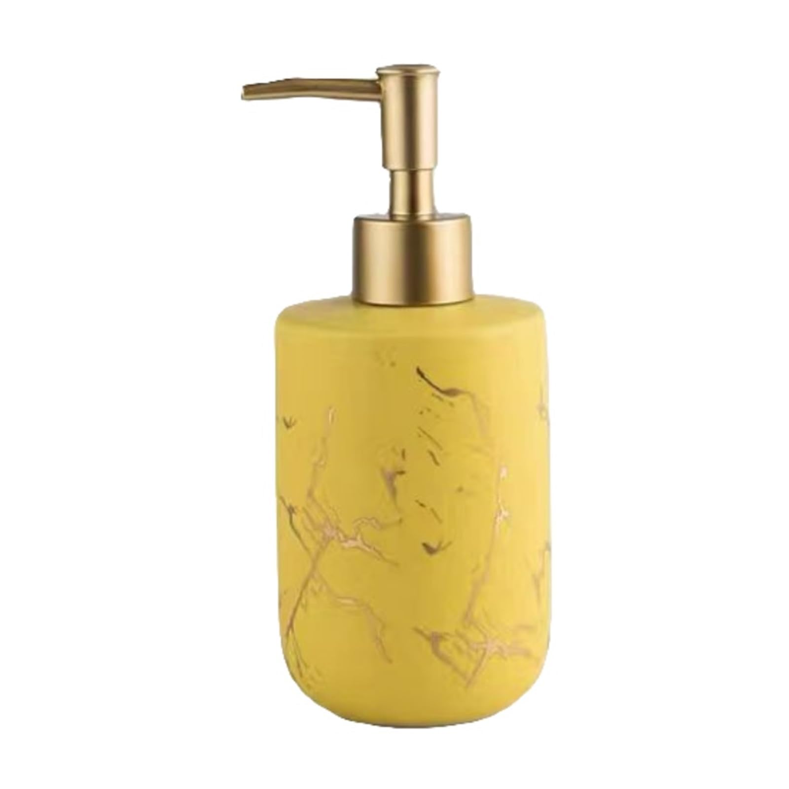 WDSOPK Bathroom accessories Matte Ceramic Soap Dispenser,Refillable Soap Pump Countertop Shower Dispenser Reusable Lotion Dispenser for Bathroom Home & Kitchen (Yellow)