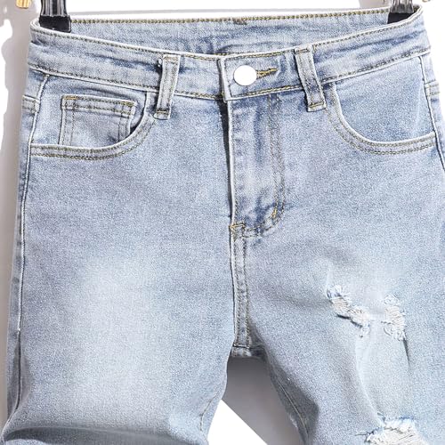 Boy's Skinny Fit Ripped Jeans Stretch Distressed Destroyed Denim Pants Kids Stacked Jeans Size 8-164