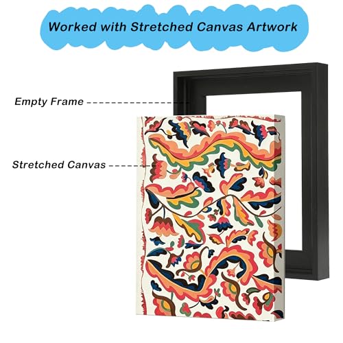 Image of Canvas Frames for 11 inchx14 inchPaintings with 0.6 inch~0.9 inch Deep Black | VAREIHNAZ Canvas Floater Frames for 11 inchx14 inchCanvas Paintings,Floating Frames for Wall Decor,No Glass or Back(Black)