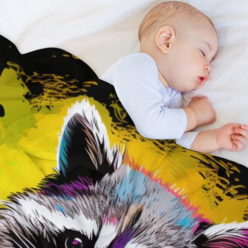 Manta de franela para el frio en el dormitorio con diseño mapache 4