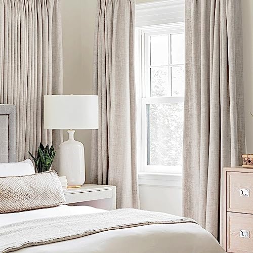 Image of MIULEE 100% Blackout Linen Textured Curtains for Bedroom Solid Thermal Insulated Ivory Grommet Room Darkening Curtains & Drapes Luxury Decor for Living Room 62 x 84 Inch (2 Panels)