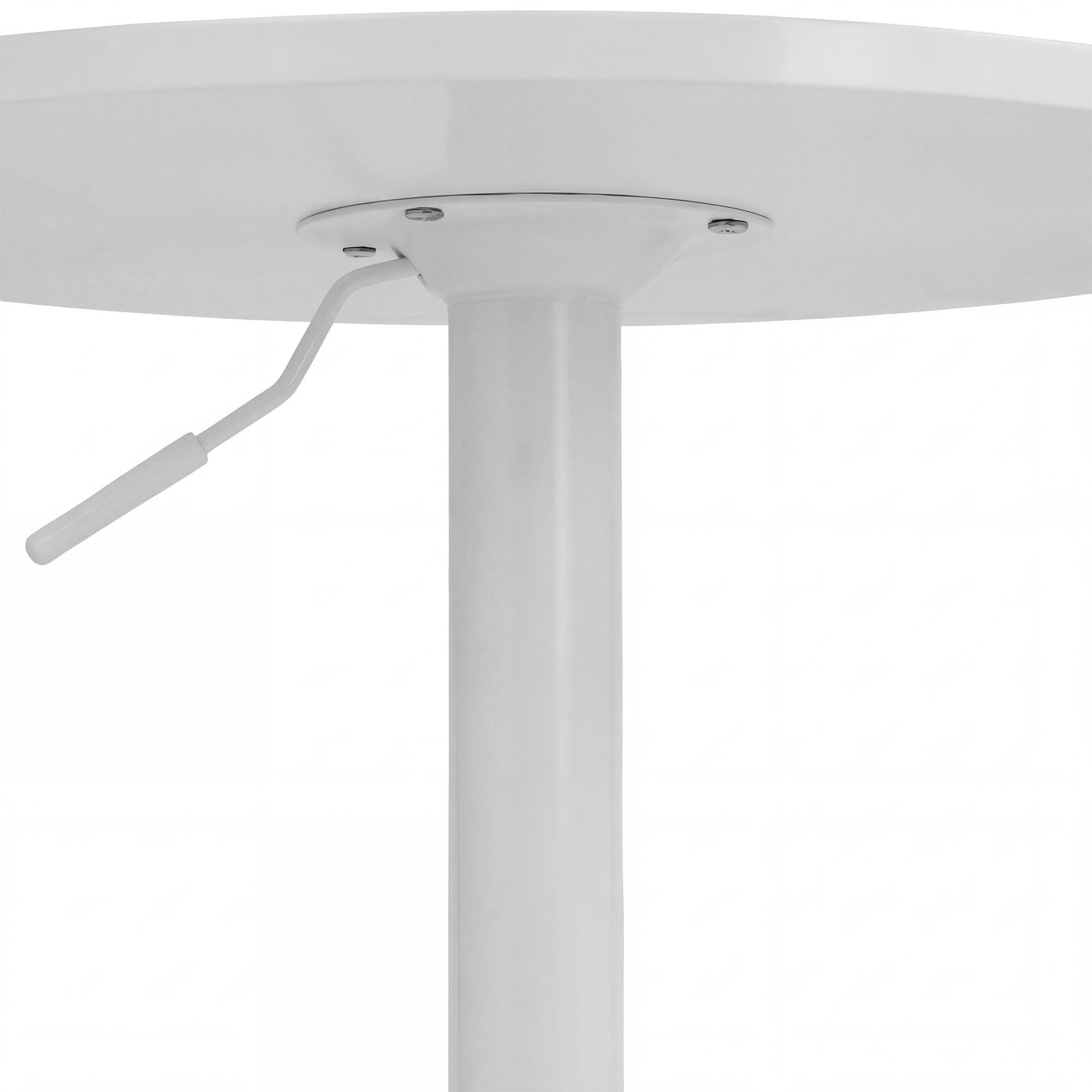 CLP Mesa Alta Redonda Lamoni 60cm, Bar Bistró Regulable en Altura, Giratoria 360 Grados, Estructura Metálica Robusta con Protección Suelo, Color:Blanco/Blanco, Forma:Redondo