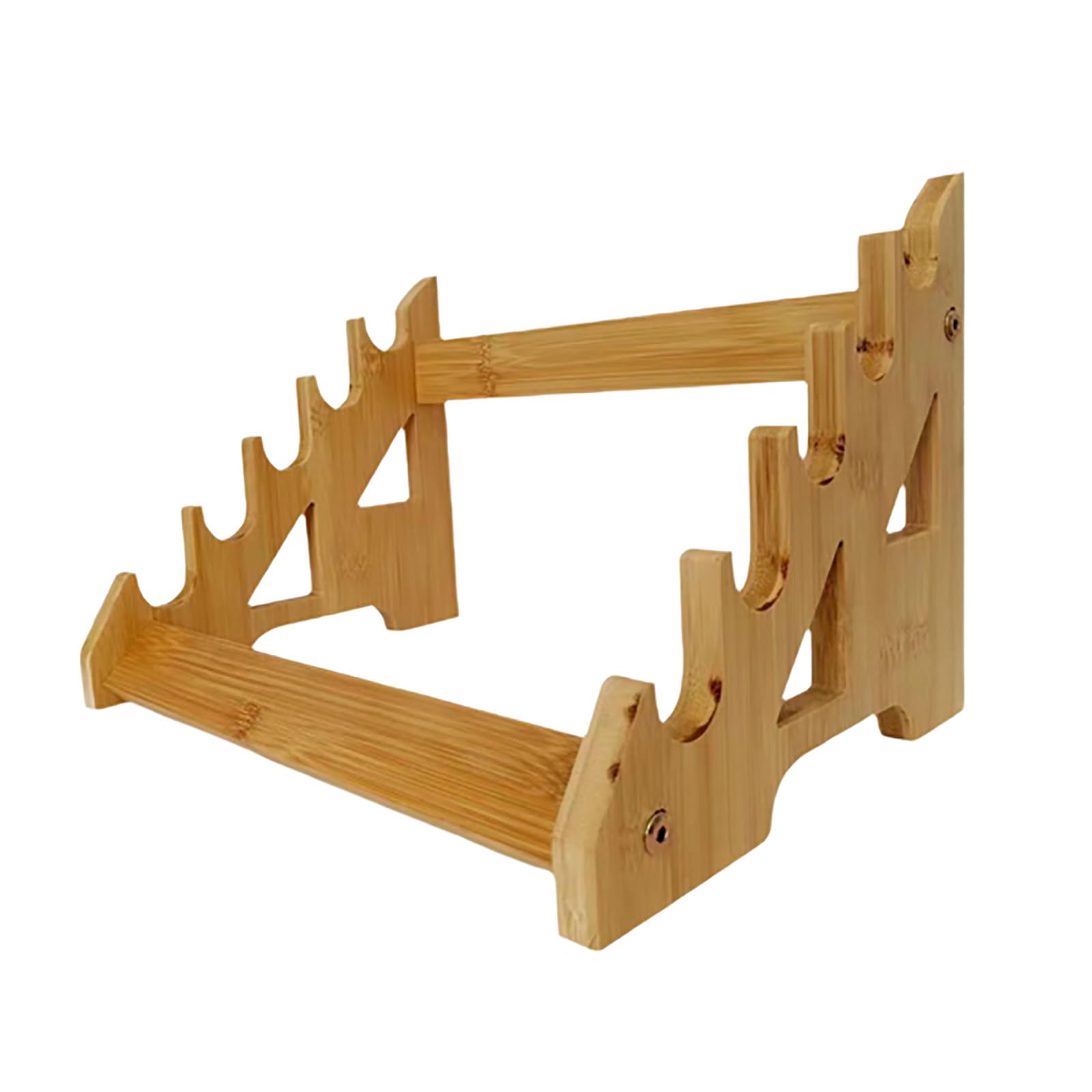 Hjhuua Wood Color Trapezoid Multilayer Display Stand,Natural Bamboo Sword Holder Weapon Stands,Bamboo Flute Display Rack,Katana Sword Display Holder,Floor Stand (5/6/7Tier)