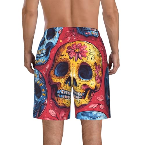 Men's Swim Trunks Beach Board Shorts Swimwear Bathing Suits - Cartoon Skulls Patterns Retro3