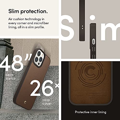 Image of Spigen Cyrill Leather Brick | iPhone 13 Pro Max Case | iPhone 13 Pro Max Back Cover | Faux Leather+TPU+PC - Saddle Brown