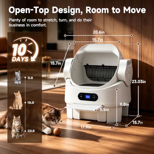 Self Cleaning Open Top Automatic Multiple Cat Litter Box, White - Image 2