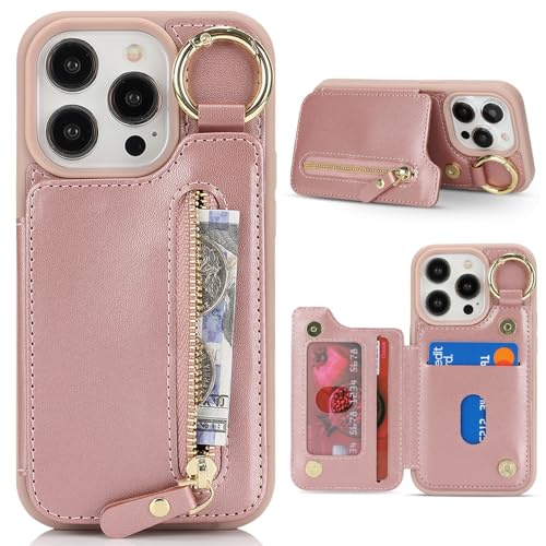 Étui portefeuille iPhone 14 Pro Havaya en cuir avec porte-cartes et fermeture éclair