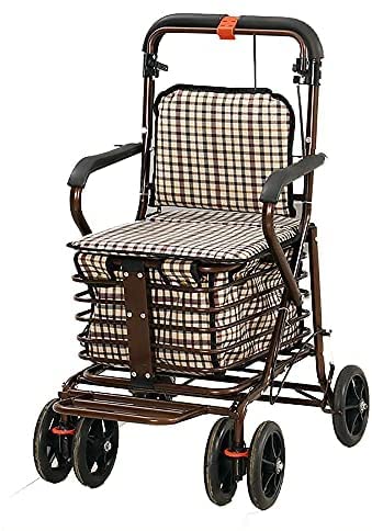 シルバーカー 軽量 年寄りの押し車 自立歩行補助 折り畳み式 座ってもいいです 収納できるもの 野菜を買う 歩行車 ショッピングカート 耐荷重120kg ブレーキロック機能付/高齢者/介護/福祉/敬老/乗り物 多用途 耐久性 便利である (レバーブレーキ/