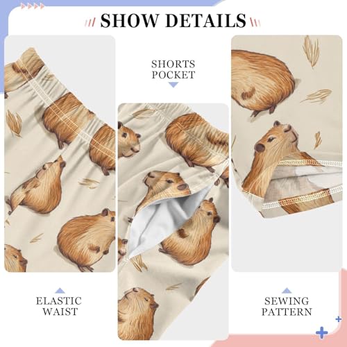 Boys' Pants Brown Capybaras Long Bottoms Jogger Pants Elastic Waist Trousers with Pockets S-XL4