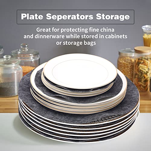 Imncya Plate Separators Storage, Set of 60 and 3 Different Size, Thick and Premium Soft Felt Plate Dividers for China, Dish, Coffee Saucers Protecting and Stacking - Grey