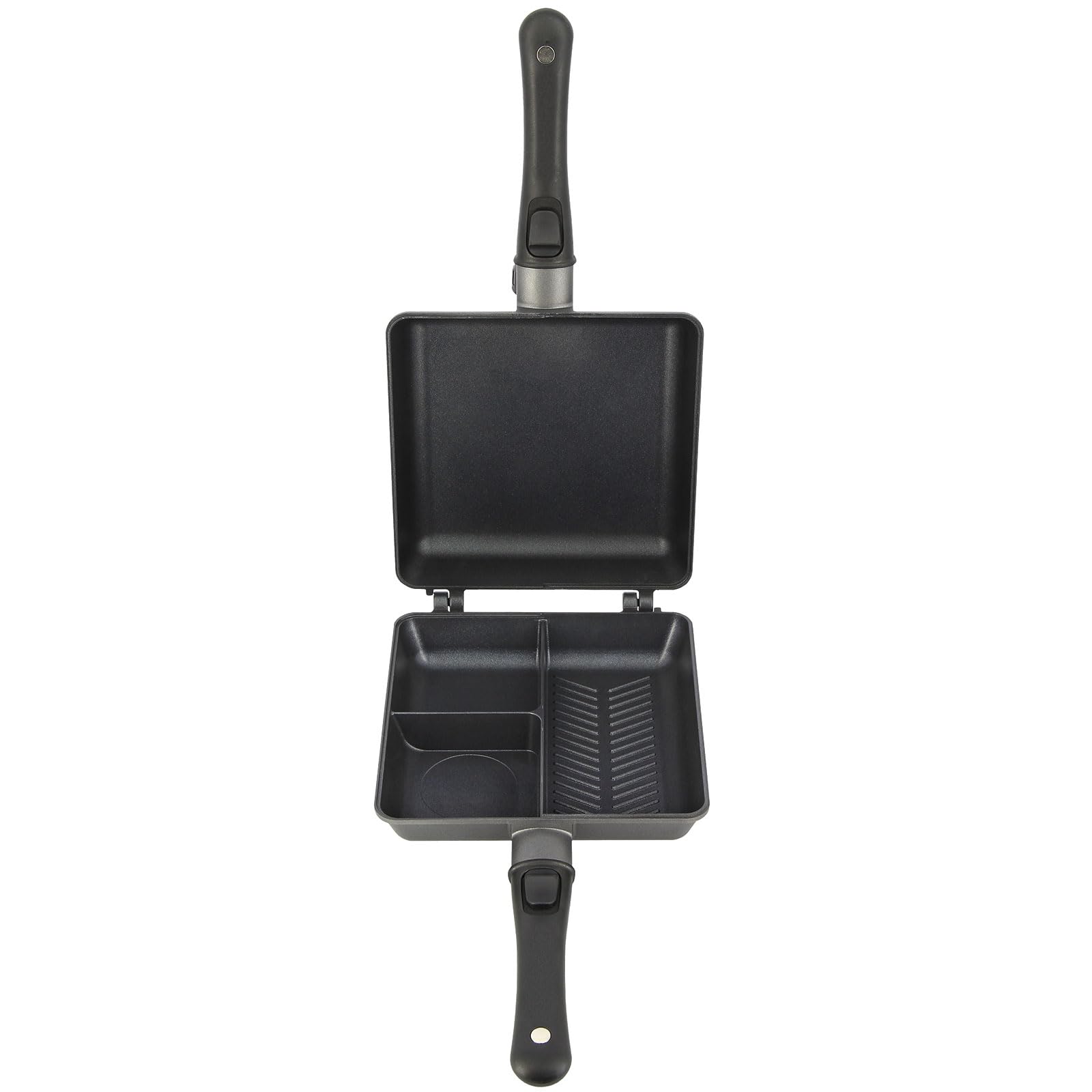Outdoor-Kochpfanne mit Antihaftbeschichtung, Grill, Dual-Pfannen-Design mit magnetischen Verbindungsgriffen, 3-Wege-Multi-Abschnitte, Camping- und Angel-Kochgeschirr, tragbar und vielseitig