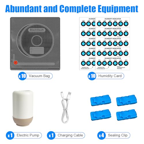 Image of Serplex 3D Printer Filament Storage Kit, Sealed 3D Printing Filament Kit, 10PCS Vacuum Seal Bags 32x34cm, 4 Sealing Clips, 10 Humidity Indicator Cards & USB Vacuum Pump, for 3D Printing Sealing
