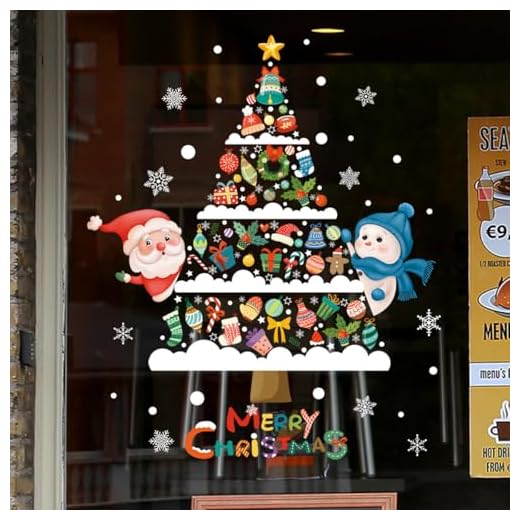 Christmas Window Clings Xmas Window Stickers Double-Side Glass Decals for Home Party Supplies, 17.7 x 11.8 Inch