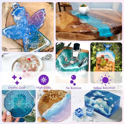 Image of KISREL Epoxy Resin 1 Gallon - Clear Epoxy Resin Kit with 16 Pigments and 8 Colors of Mica Powders - No Yellowing No Bubble Casting Resina for Art Crafts, Jewelry Making & Resina Molds(1 /2 Gallon x 2)