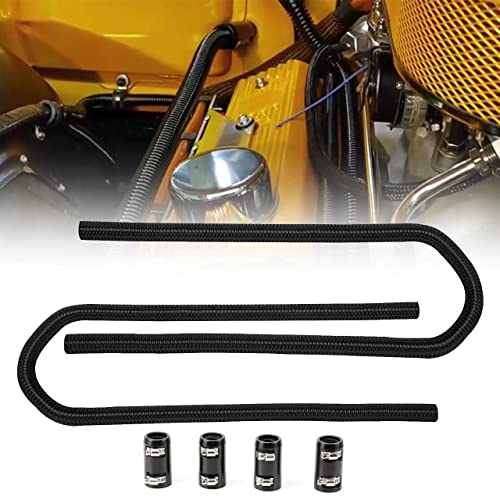 iRKY Kit de manguera de radiador flexible de acero inoxidable de 44 pulgadas, kit universal de manguera de radiador de refrigerante con 4 piezas tapas cromadas