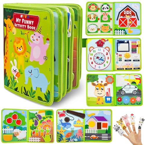 MutoToy® Busy Board Montessori 1 Anno, 22 in 1 Libro Montessori Interattivo in Feltro, Quiet Book Sensoriale Educativo,...