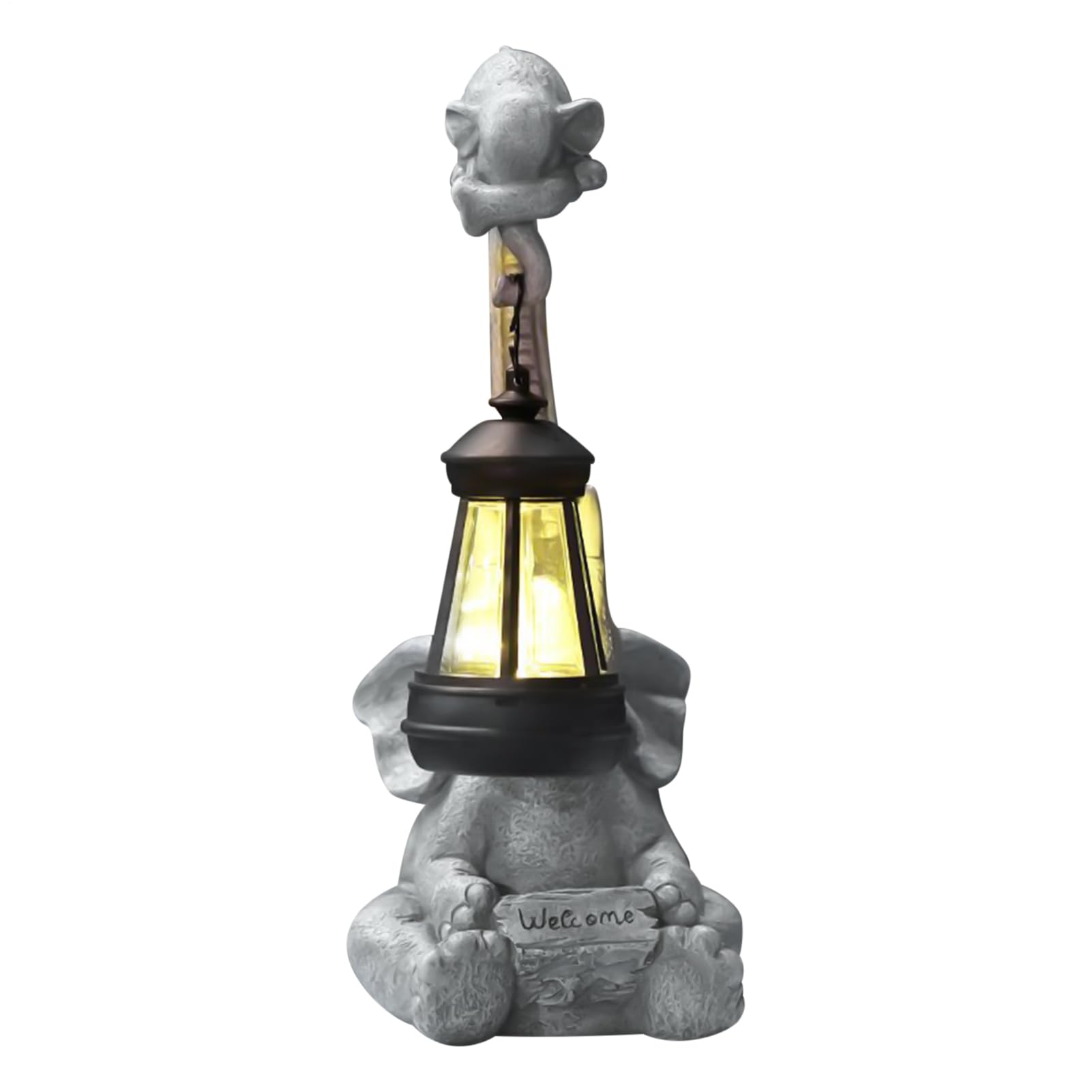 Statue éléphant de jardin solaire pour décoration extérieure zen