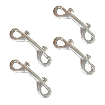 4 Pack Stainless Steel 316 Marine Grade Double End Bolt, Double Ended Bolt Snap Hook, Snap Bolt Trigger Chain Clip for Diving, Dog Leash, Horse Tack, Feed Buckets (4Pcs 4