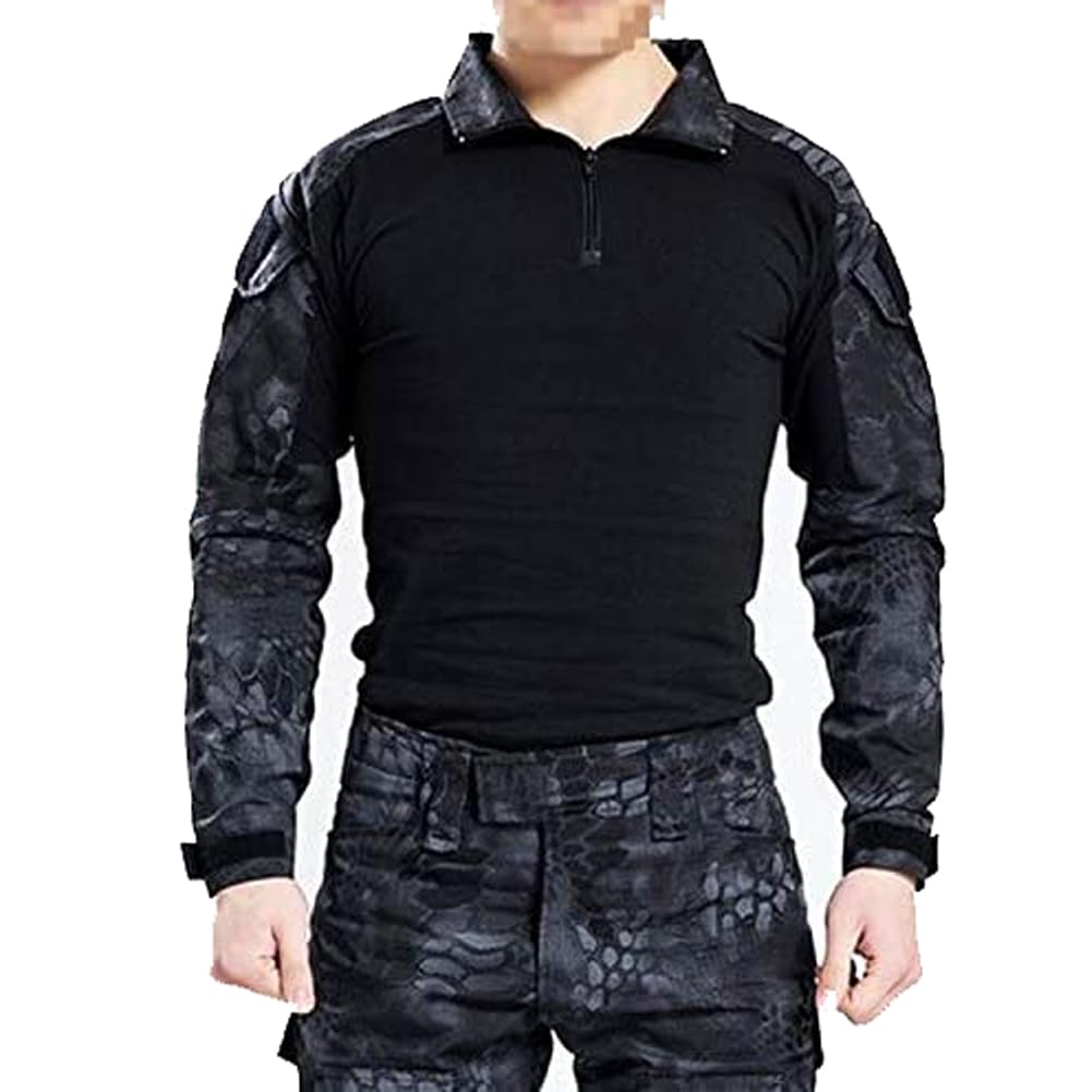ATAIRSOFT Hommes BDU Tournage Combat Camo Chemise à Manches Longues avec Coudières pour Tactique Militaire Armée Airsoft Paintball