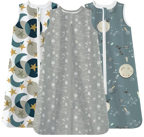 Image of TotAha Sleep Sack 6-12-15 Months 3-Pack,Stretchy,Buttery Soft Swaddle Transition Sleeping Bag,Light Baby Wearable Blanket with 2-Way Safe Zippers for Boys and Girls, 0.5 TOG