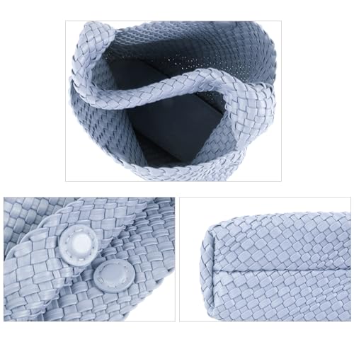 Image of Woven Tote Bag for Women with Purse, Vegan Leather Hobo Bags Large Handmade Underarm Shoulder Bag